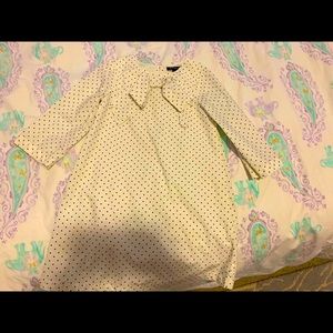 White and black polka dot smock dress for girls